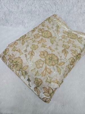 Pista Floral Sequins Beads Position Print On Jimmy Choo Fabric