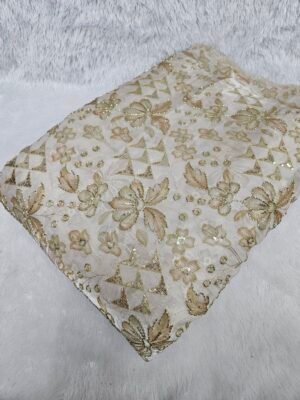 Floral Sequins Beads Position Print On Jimmy Choo Fabric