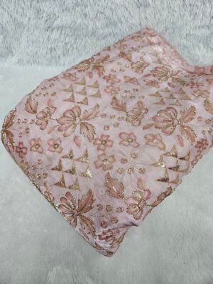 Brown Floral Sequins Beads Position Print On Jimmy Choo Fabric