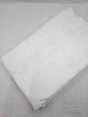 White Floral Plain Hakoba Fabric