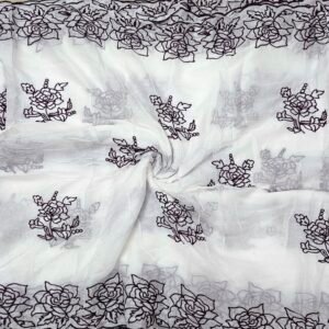 Purple Floral 2 Side Border Pure Mul Cotton Dupatta