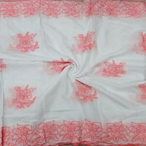 Peach Floral 2 Side Border Pure Mul Cotton Dupatta