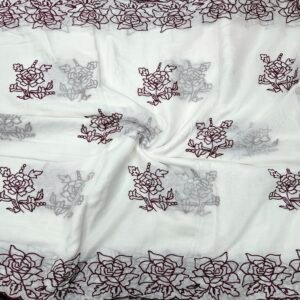 Wine Floral 2 Side Border Pure Mul Cotton Dupatta