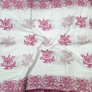 Pink Floral 2 Side Border Pure Mul Cotton Dupatta