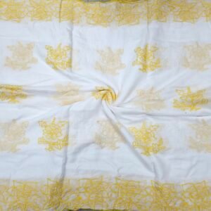 Yellow Floral 2 Side Border Pure Mul Cotton Dupatta