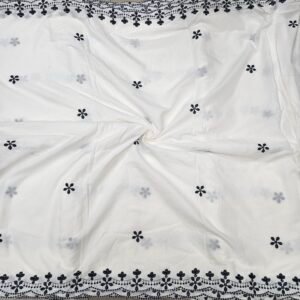 Grey Floral 2 Side Border Pure Mul Cotton Dupatta