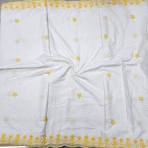 Yellow Floral 2 Side Border Pure Mul Cotton Dupatta