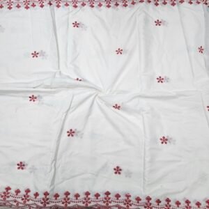 Red Floral 2 Side Border Pure Mul Cotton Dupatta