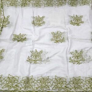 Green Floral 2 Side Border Pure Mul Cotton Dupatta