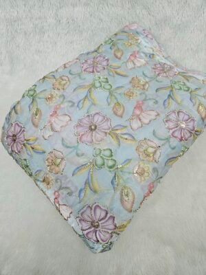 Floral Sequins Beads Position Print On Jimmy Choo Fabric