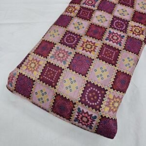 WINE BANDHANI JAQUARD POSITION PRINT ON DOLA SILK FABRIC