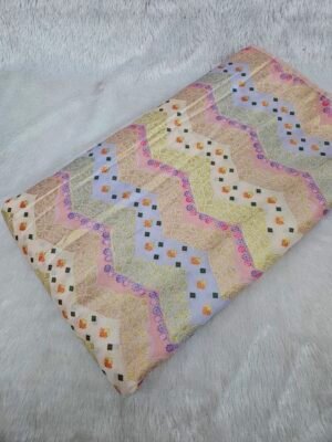 Heavy Jaquard Design With Position Print On Shimmer Fabric