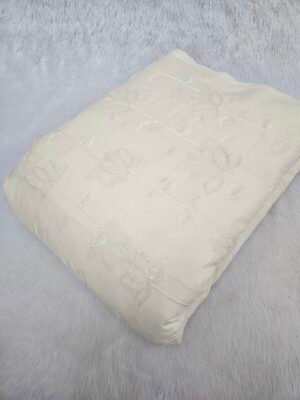 Off White Thread & Sequins Embroidery On Pure Cambric Cotton