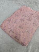 Pink Peach Embroidery On Pure Cambric Cotton