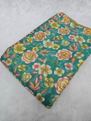 Green Coding With Zari Sequins Embroidery On Shimmer Cosmos Fabric