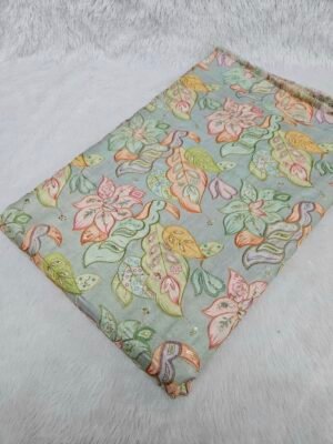 Grey Coding With Zari Sequins Embroidery On Shimmer Cosmos Fabric