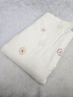 Beads Embroidery With Multi Colour Threadwork On Dyeable Kora Cotton
