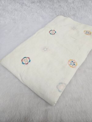 Beads Embroidery With Multi Colour Threadwork On Dyeable Kora Cotton