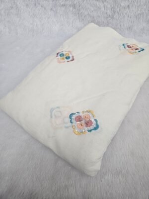 Beads Embroidery With Multi Colour Threadwork On Dyeable Kora Cotton