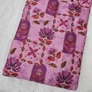 Light Levender Position Print With Embroidery On Chinon Fabric