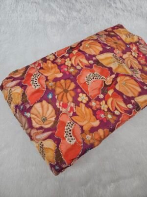 Placement Position Cut Dana Handwork Beads On D Crepe Fabric
