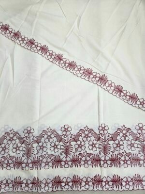 Maroon Embroidered 2 PC Daman & Dupatta On Kora Cotton Fabric