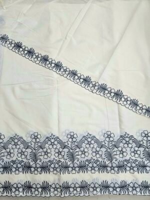 Dark Grey Embroidered 2PC Daman Allover On Pure Cotton Fabric