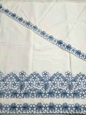 Teal Blue Embroidered 2PC Daman & Dupatta On Kora Cotton Fabric