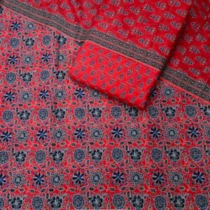 Red Digital Print 3PC On Cambric Cotton
