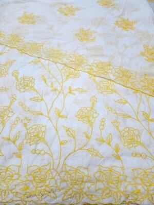 Yellow Embroidered 2PC Heavy Daman & Dupatta On Pure Cotton Fabric