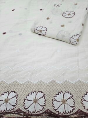 Maroon Embroidered 2PC Daman & Allover On Pure Kora cotton Fabric