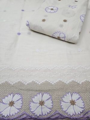 Lavender Embroidered 2PC Daman & Allover On Pure Kora Cotton Fabric