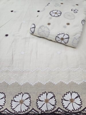 Dark Wine Embroidered 2PC Daman & Allover On Kora Cotton Fabric