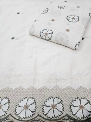 Green Embroidered 2PC Daman & Allover On Kora Cotton Fabric