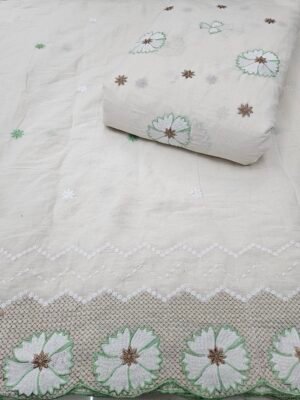 Light Green Embroidered 2PC Daman & Allover On Kora Cotton Fabric