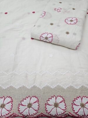 Pink Embroidered 2PC Daman & Allover On Kora Cotton Fabric