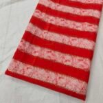 Red Position Print With Sequins Embroidery On Chinon Fabric