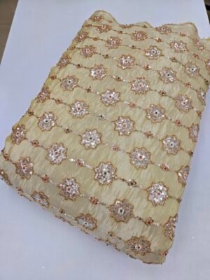 Heavy Cut-Danaa Beads Allover Embroidery On Pure Shimmer Fabric